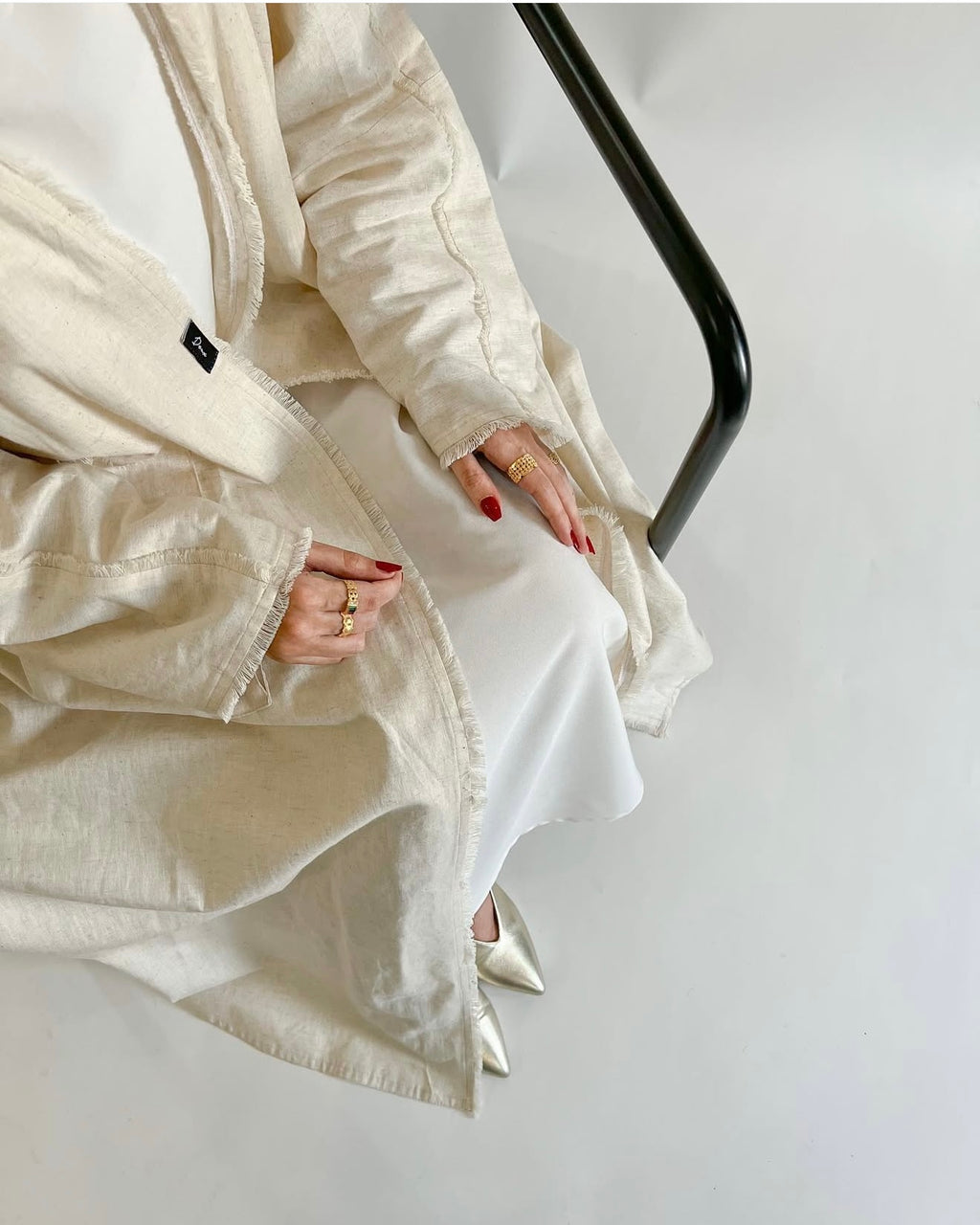 Two tone linen set pocket abaya