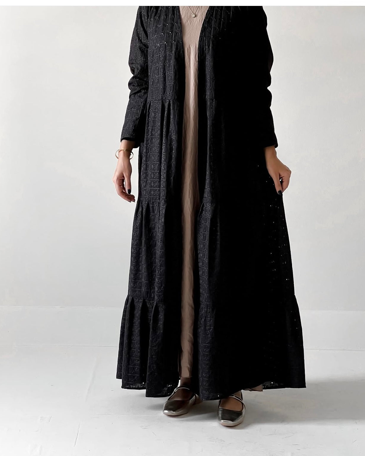 The embroidered eyelet cotton fabric in A cut