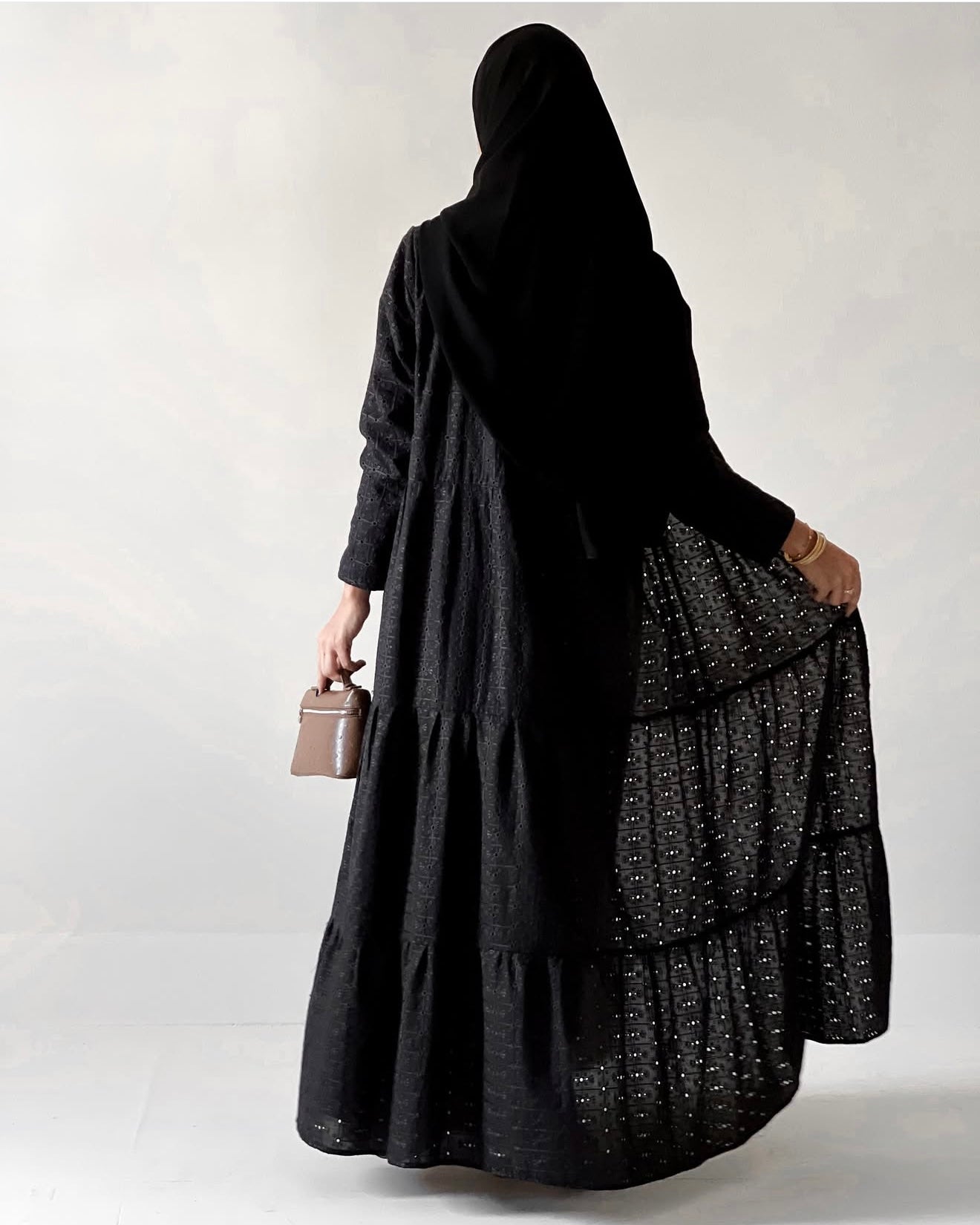 The embroidered eyelet cotton fabric in A cut