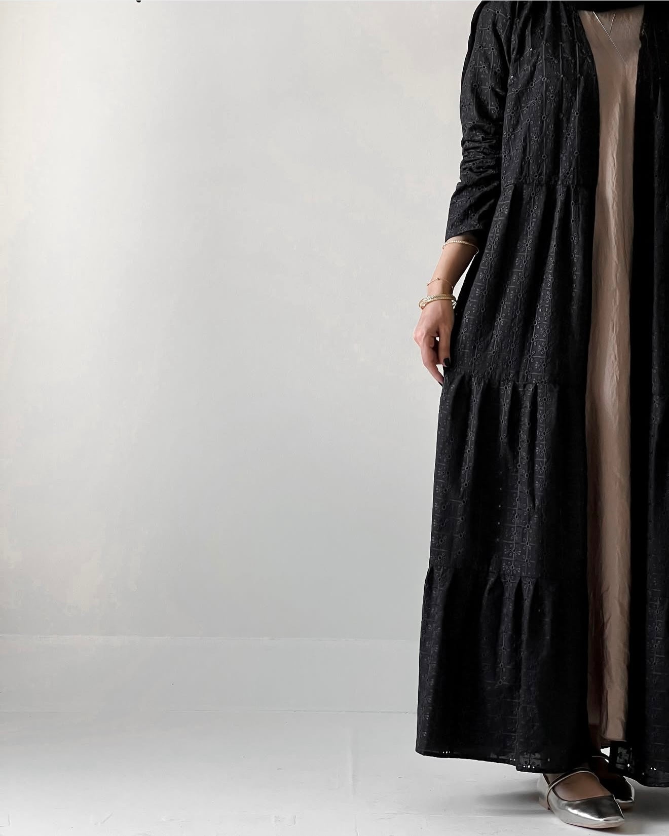 The embroidered eyelet cotton fabric in A cut