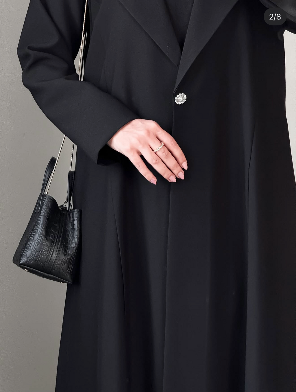 Blazer cut abaya with pearl button